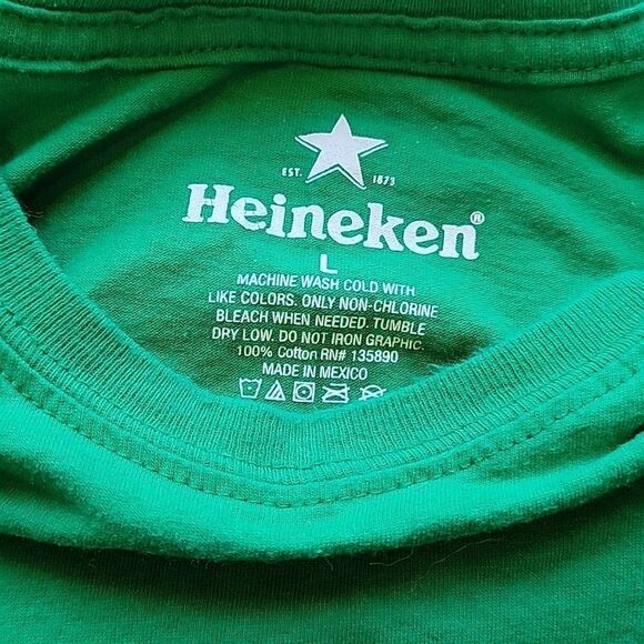 HEINEKEN BEER GREEN T-SHIRT, SIZE LARGE - Picture 3 of 4